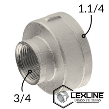 Перехідник Муфта 1,1/4в - 3/4в Нікель LEXLINE