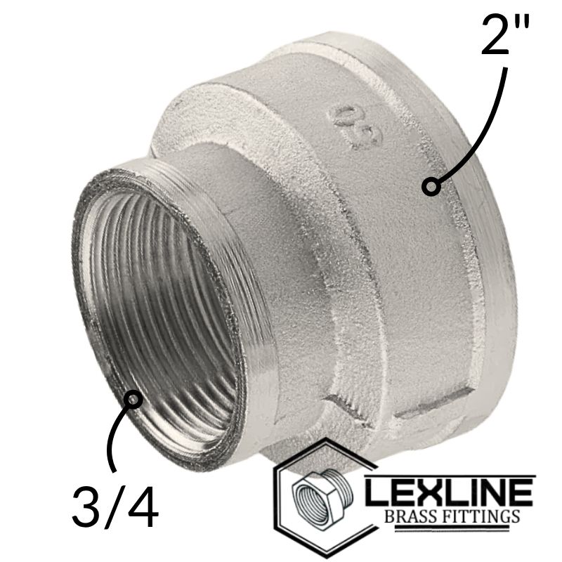 Перехідна муфта латунна 2в х 3/4в Нікель LEXLINE