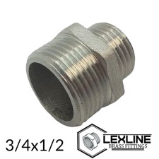 Переходник Ниппель 1/2н - 3/4н Никель LEXLINE