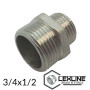 Перехідник латунний Ніпель 1/2н х 3/4н Нікель LEXLINE