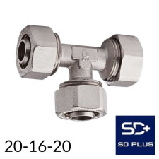 Трійник обжимний металопластиковий 20-16-20 SD PLUS PRO