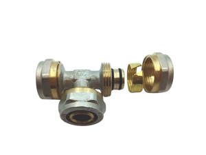 Тройник металлопластиковый 20-20-20 обжимной WATERPRO