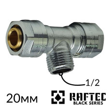 Трійник обжимний металопластиковий 20-1/2 зовнішня-20 RAFTEC зовнішня різьба