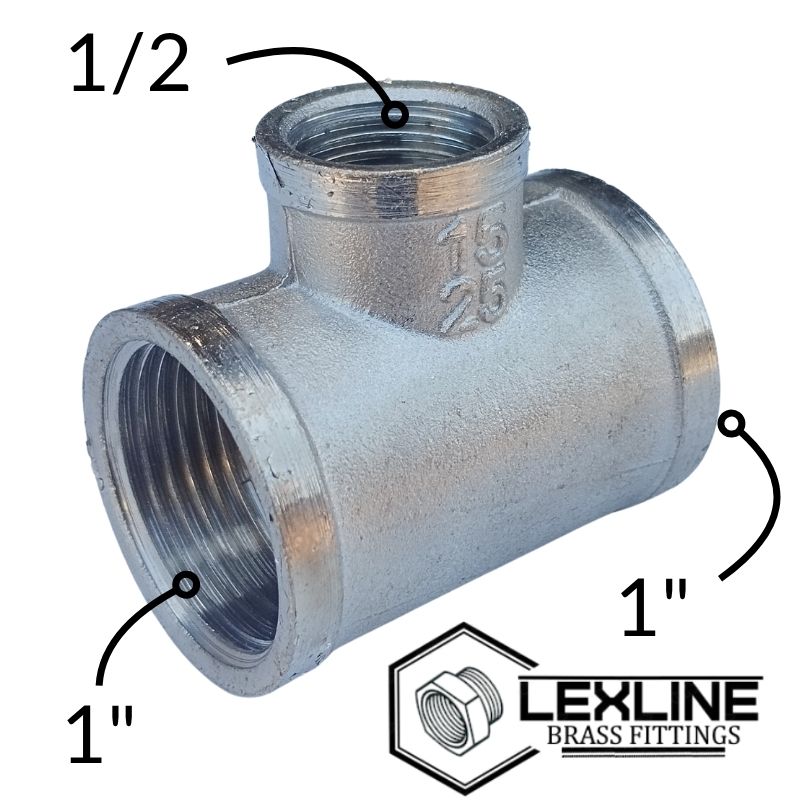 Тройник переходник 1"х1/2х1" ВВВ - Никель LEXLINE