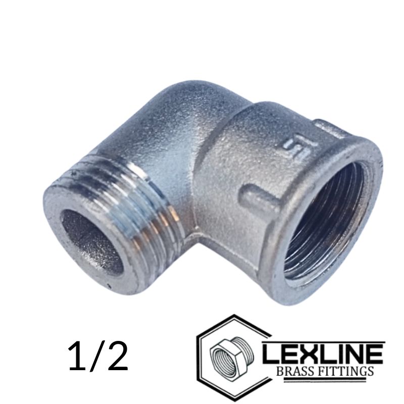 Угол латунный 1/2 ВН короткий никелированный LEXLINE