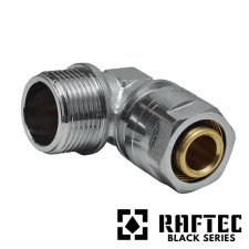 Коліно обжимне металопластикове 16-1/2 зовнішня RAFTEC з зовнішньою різьбою