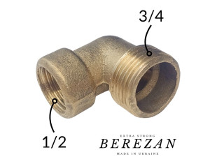 Кутник 3/4 зовн. -1/2В BEREZAN Перехідний