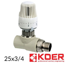 ППР Кран + термоголовка в комплекте 25 х 3/4 прямой (Коer - Чехия)