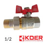 Кран кульковий з американкою прямий KR 1/2 червоний