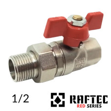 Кран з американкою прямий RAFTEC 1/2 червоний