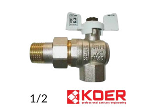 Кран с американкой угловой KOER 1/2 - Белый