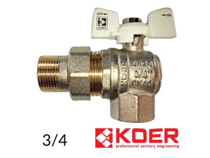 Кран с американкой угловой KOER 3/4 - Белый