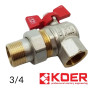 Кран с американкой угловой KOER 3/4 красный