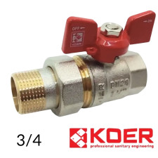 Кран з американкою прямий KOER 3/4 червоний