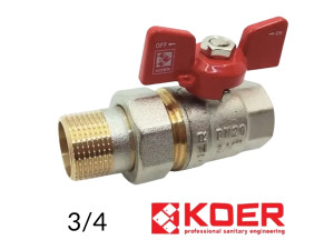 Кран з американкою прямий KOER 3/4 червоний