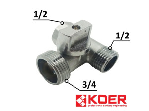 Кран приладовий прохідний 1/2 х 3/4 х 1/2 KOER (515)