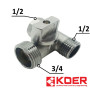 Кран приладовий прохідний 1/2 х 3/4 х 1/2 KOER (515)