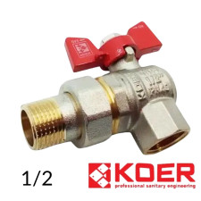 Кран з американкою кутовий KOER 1/2 червоний
