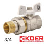 Кран кульковий з американкою прямий KR 3/4 - Білий
