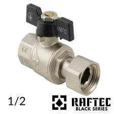 Кран 1/2 з накидною гайкою прямий RAFTEC (BLACK) (ВВ)
