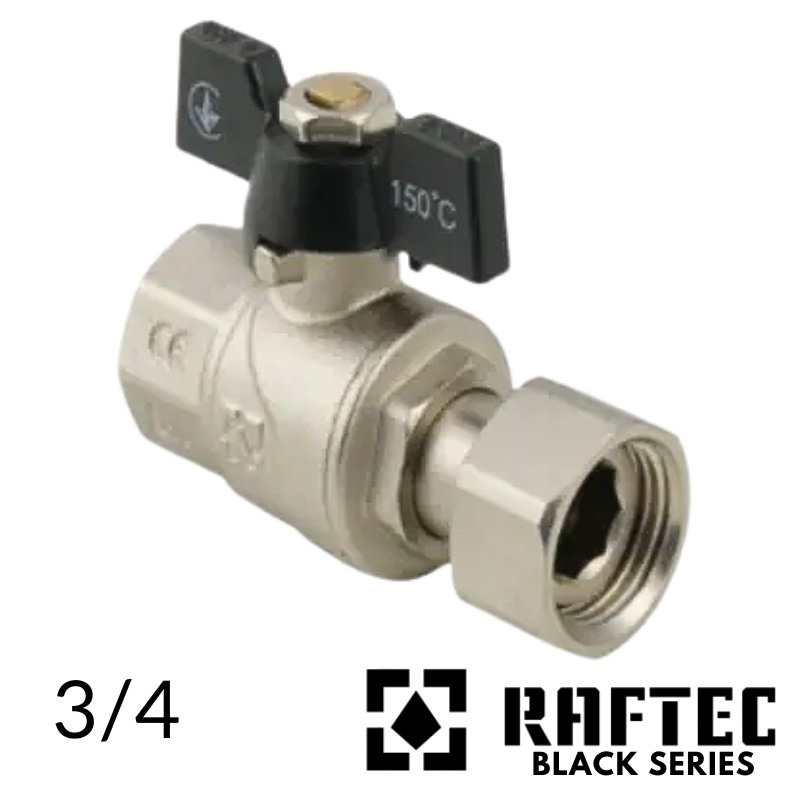 Кран кульовий 3/4 з накидною гайкою прямий RAFTEC (BLACK) (ВВ)