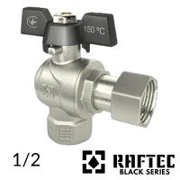 Кран 1/2 з накидною гайкою кутовий RAFTEC (BLACK) (ВВ)