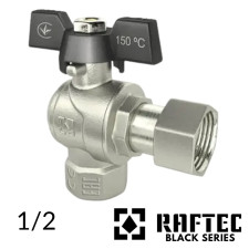 Кран 1/2 з накидною гайкою кутовий RAFTEC (BLACK) (ВВ)
