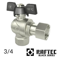 Кран 3/4 з накидною гайкою кутовий RAFTEC (BLACK) (ВВ)