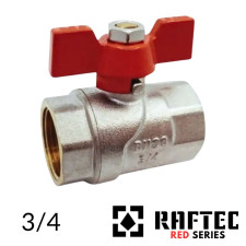Кран шаровый RAFTEC 3/4 ВВ бабочка (RED)