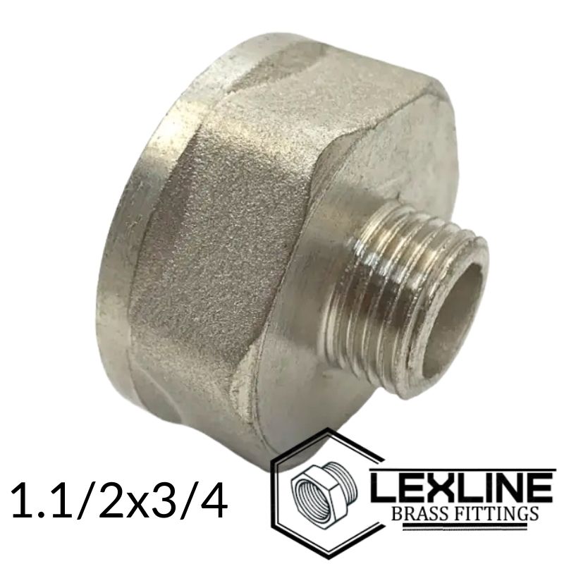 Переходник 1,1/2в х 3/4н Никель LEXLINE (В форме лейки)