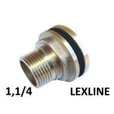 Врізка в бак 1,1/4 LEXLINE латунь, жовта