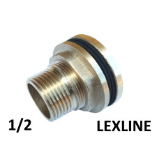 Врізка в бак 1/2 LEXLINE латунь, жовта