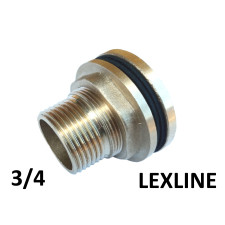 Врізка в бак 3/4 LEXLINE латунь, жовта