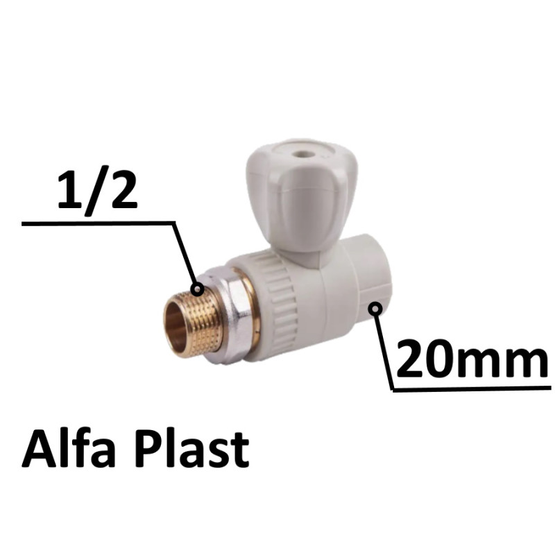 Кран радиаторный PPR Альфа Пласт 20х1/2" прямой