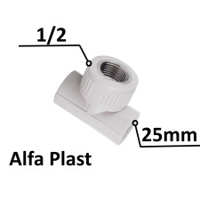 Тройник PPR Альфа Пласт 25х1/2" ВР