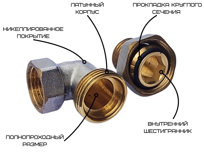 Особенности углового сгона-американки Waterpro 1/2 дюйма латунной никелированной